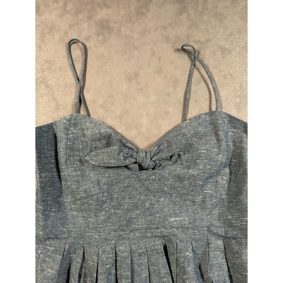 Madewell Chambray Tie-Front Cutout Cami Dress Women’s Size 4 Mini Smocked Blue - Picture 4 of 16